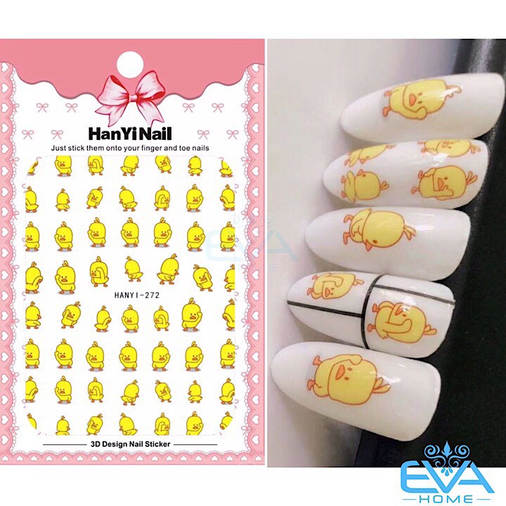 Miếng Dán Móng Tay 3D Nail Sticker Tráng Trí Hoạt Hình  Hoạ Tiết Gà Con HY272