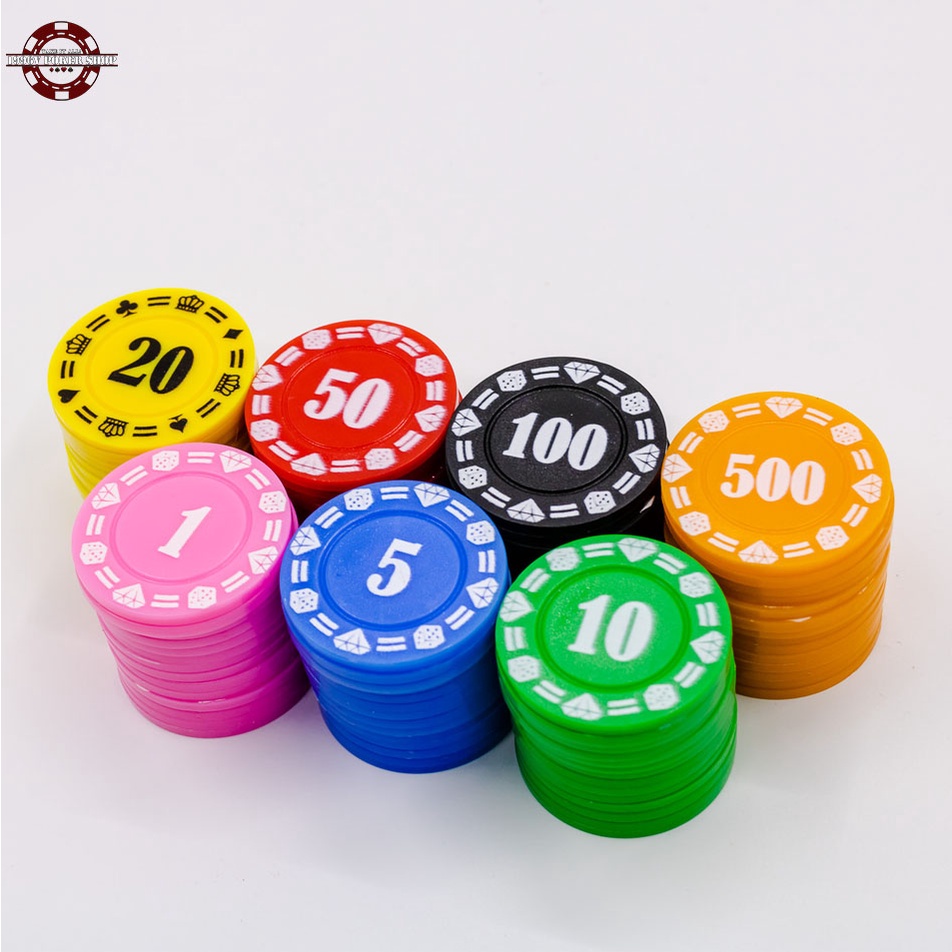 Cọc 25 chip Poker có số, phỉnh poker Kim Cương chip set pocker nhựa dẻo đẹp giá rẻ - 1996V Poker Shop