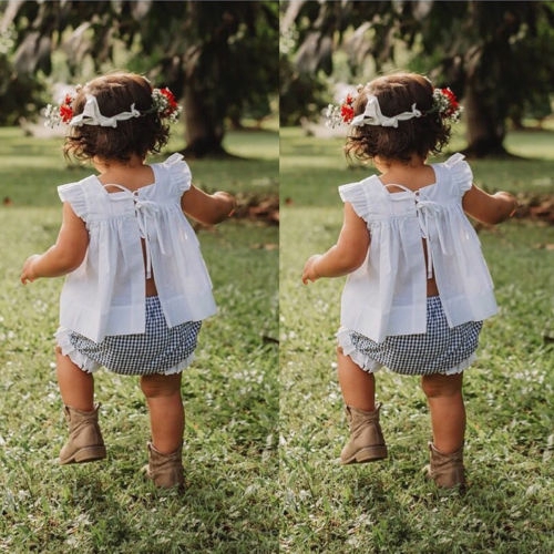 Set đầm ngắn tay cổ tròn + Quần lót dễ thương cho bé gái