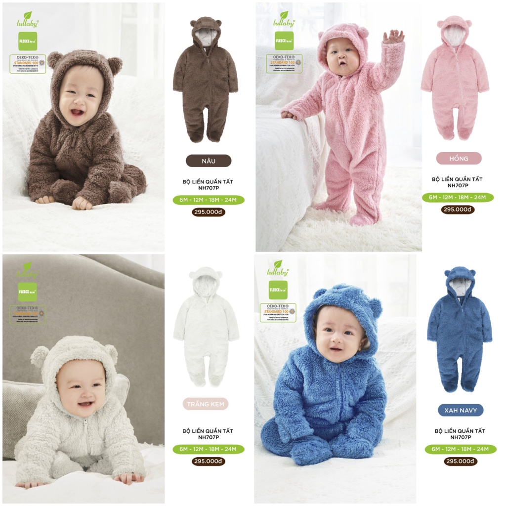 Bộ body lông liền quần tất cho bé Lullaby hàng đẹp NH513M