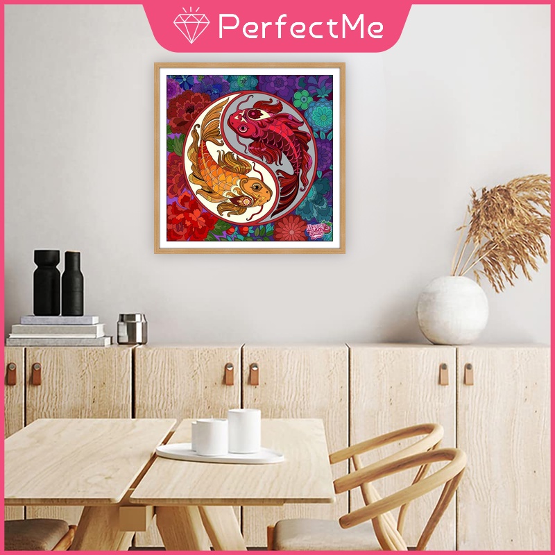 Bộ Tranh Đính Đá 5d Tự Làm 40x40cm Hình Cá Nhiều Màu Sắc