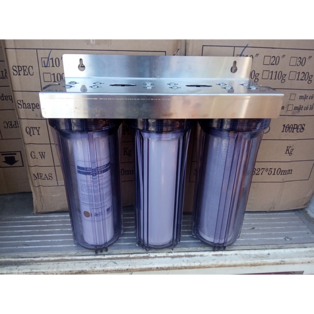 Bộ lọc nước sinh hoạt gia đình 3 cấp 10 inch kèm cút ren 21