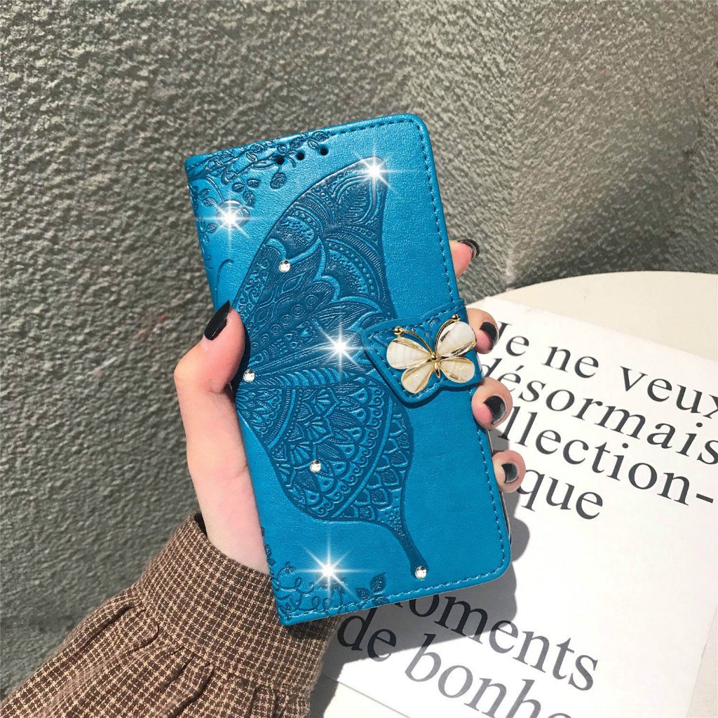 Bao Da Điện Thoại Nắp Lật Kèm Ngăn Đựng Thẻ Đính Kim Cương Cho Xiaomi Redmi Note 11 11S 10 10A 10C 9 9A 9T 8 6 Pro Ốp