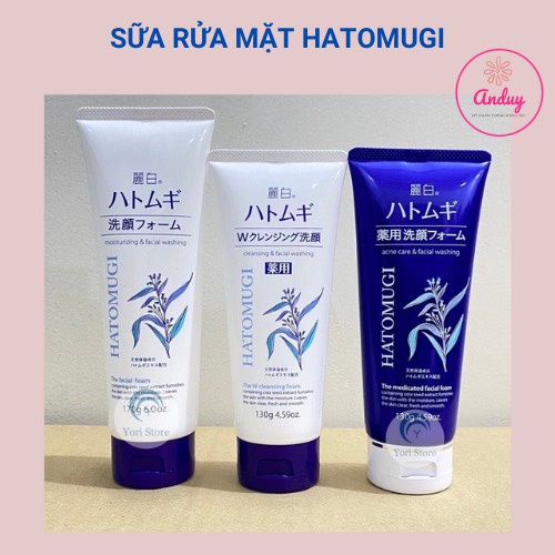 Sữa rửa mặt Hatomugi hạt Ý Dĩ làm sạch da và trắng da 130g, 170g Nhật Bản Hàng chính hãng