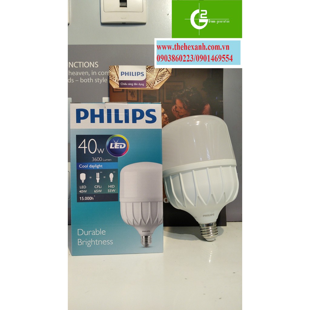 Bóng đèn trụ Philips TForce Core HB 40W E27 (Trắng/Vàng)