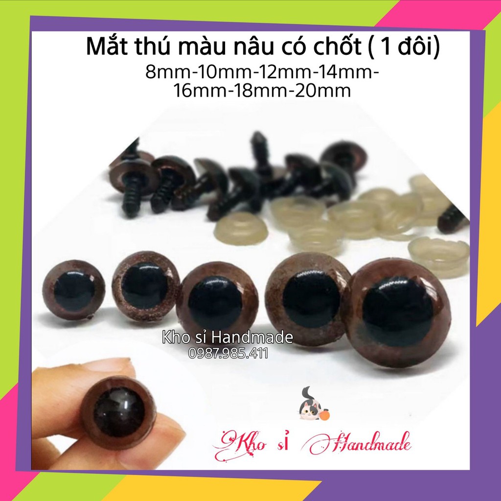 Mắt thú màu nâu có chốt an toàn cho bé ( 1 đôi)