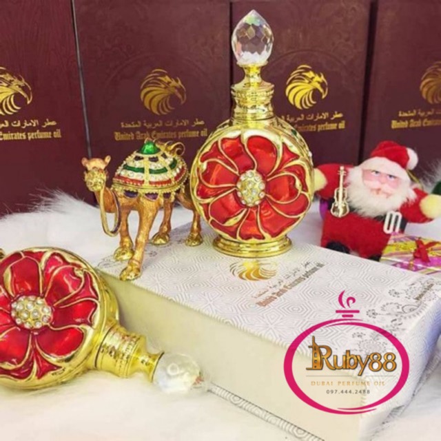 (Quà Lễ tình yêu )Tinh dầu Dubai cao cấp thiết kế hoa đỏ siêu đẹp