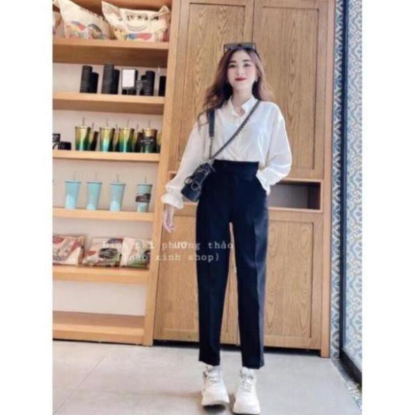 Quần Baggy Cúc Lệch - Chất Tuyết Mưa - Cạp cao - Siêu Tôn Dáng | BigBuy360 - bigbuy360.vn