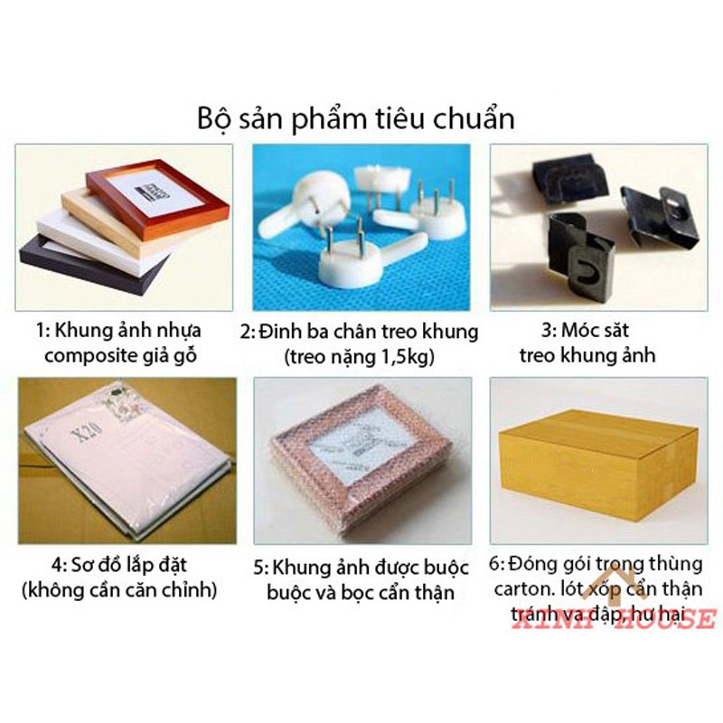 Bộ Khung Ảnh Treo Tường Phòng Khách Chung Cư KA905 - Bảo Hành Gãy, Vỡ - Hỗ Trợ In Hình