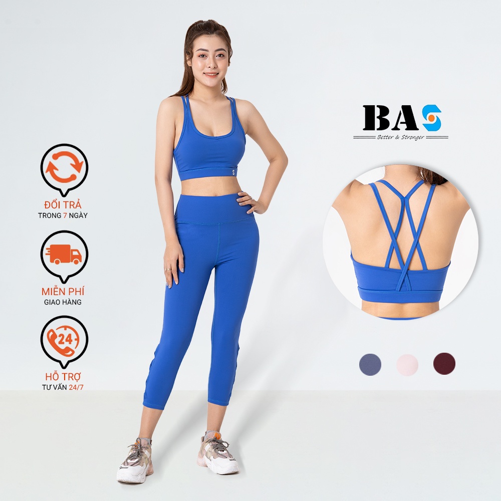 Áo bra thể thao tập gym yoga Aerobic nữ BAS thiết kế 4 dây sexy kèm mút nâng cao cấp - AB210405