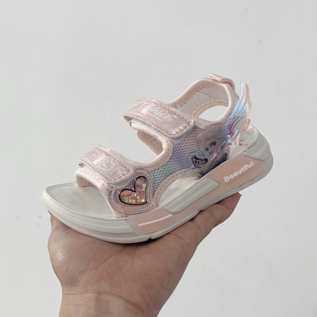 Dép quai hậu bé gái - Sandal cho bé quai dán cánh tiên, đế siêu mềm đi học đi chơi Babybees 652 852 (có ảnh thật)