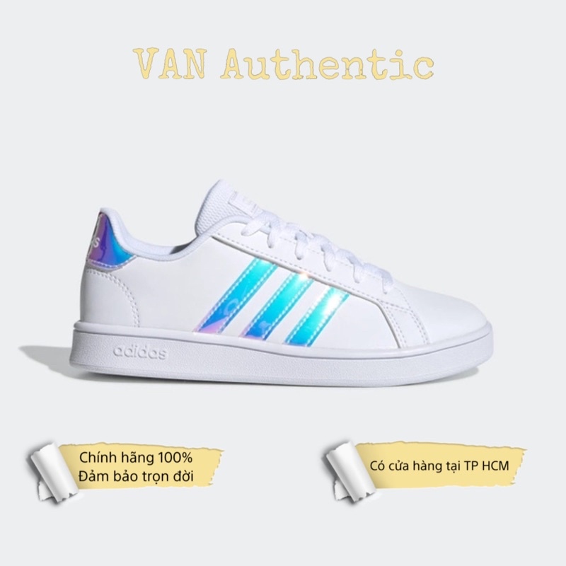 Giày thể thao adidas grandcourt cho nữ sọc màu hologram cầu vòng cực xinh - FW1274