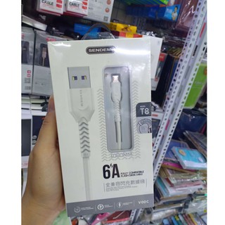 Cáp sạc siêu tốc SENDEM T8 6A MicroUSB cho Samsung Oppo..