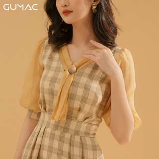 Đầm caro nơ chéo DA754 GUMAC