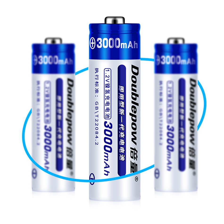 Bộ 4 viên pin sạc AA Doublepow 3000 mAh sạc lại 1200 lần