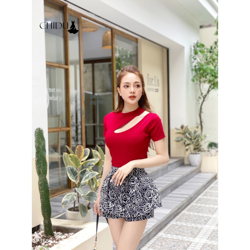 [Mã FAMAYWA giảm 10K đơn 50K] CHIDU Áo thun ngắn tay cổ khoét, áo thun nữ ngắn tay cá tính SP365 | BigBuy360 - bigbuy360.vn