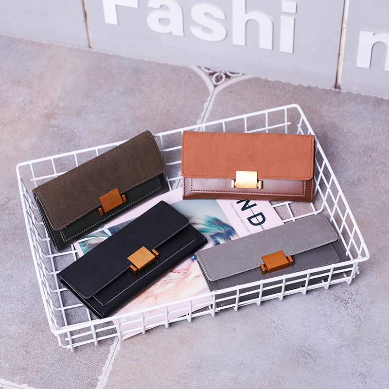 Ví dài IELGY đựng thẻ có khóa phong cách Âu Mỹ thời trang thanh lịch