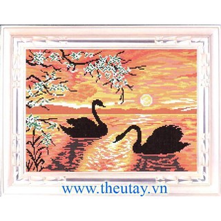 Tranh Thêu Chữ Thập (THÊU TOÀN BỘ) Thiên Nga Xinh Đẹp RY1729 (KHÁCH TỰ THÊU) KT:49X37CM