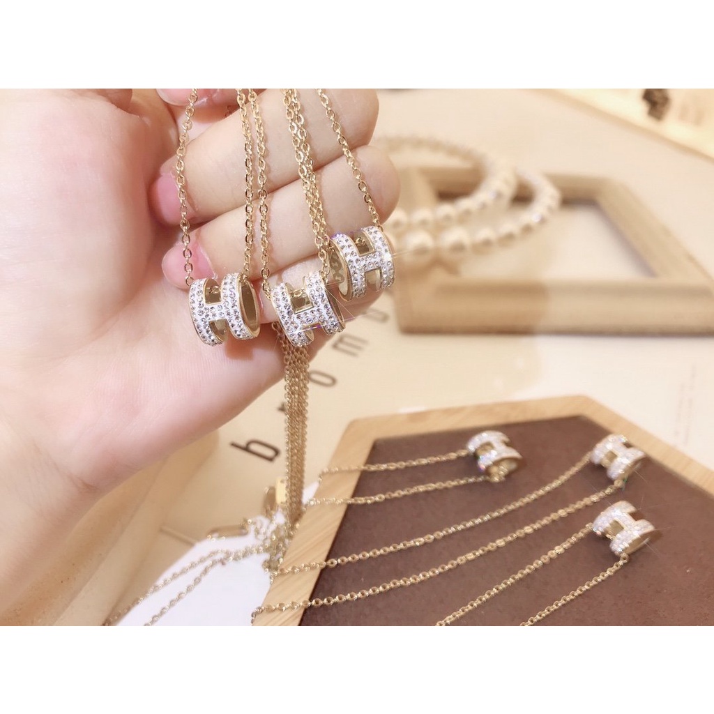 Vòng cổ Hermes Đính Đá Sang Trọng Thời Trang Cho Nữ