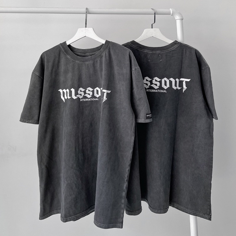 Áo thun loang màu vải cotton 100% WASH xám form rộng unisex nam nữ Missout