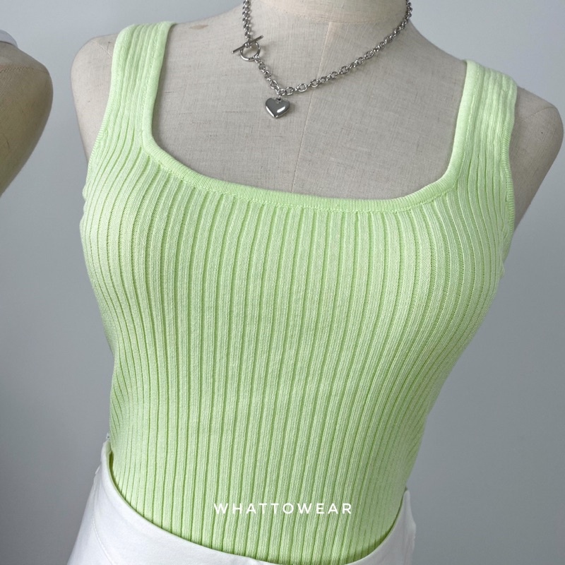 SALE Áo croptop ba lỗ dệt kim cổ vuông nhiều màu