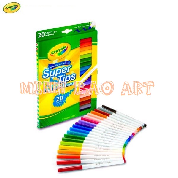 BỘ BÚT LÔNG CRAYOLA SUPERTIPS 20 MÀU (BÚT LÔNG NÉT MẢNH - NÉT ĐẬM, CÓ THỂ RỬA ĐƯỢC)