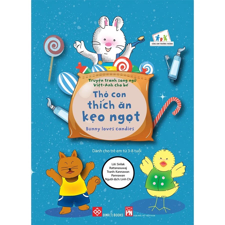SÁCH - Truyện tranh song ngữ Việt-Anh cho bé - Bunny loves candies - Thỏ con thích ăn kẹo ngọt