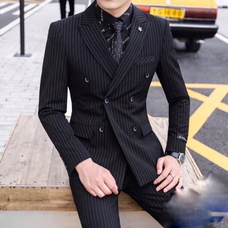 Vest Kẻ Đen 6 Nút