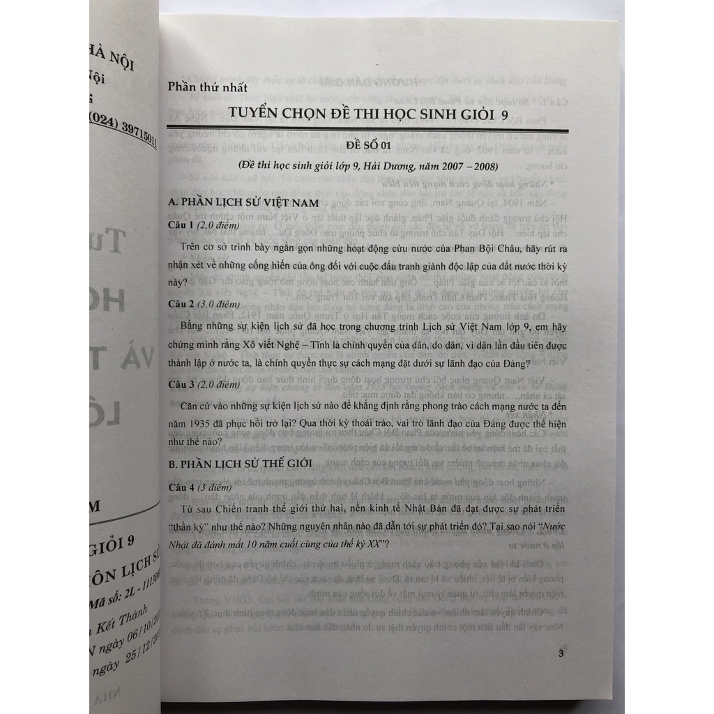 Sách - Tuyển chọn đề thi học sinh giỏi 9 và tuyển sinh vào lớp 10 chuyên Lịch Sử