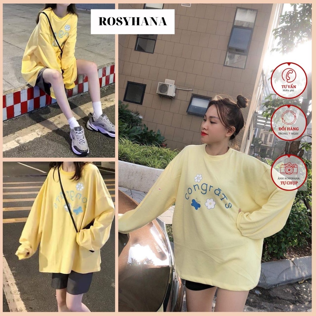 ❌Áo nỉ congra hoa vàng_Chất liệu ni _ ROSYHANA ( kèm video+ đánh giá)