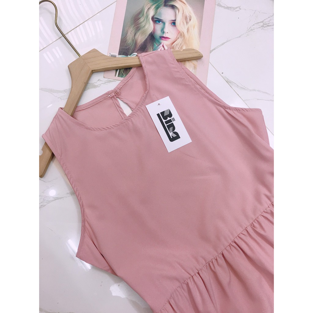 Đầm suông nữ babydoll 3 tầng khoét nách shynstores vải đũi dáng dài miên man | BigBuy360 - bigbuy360.vn