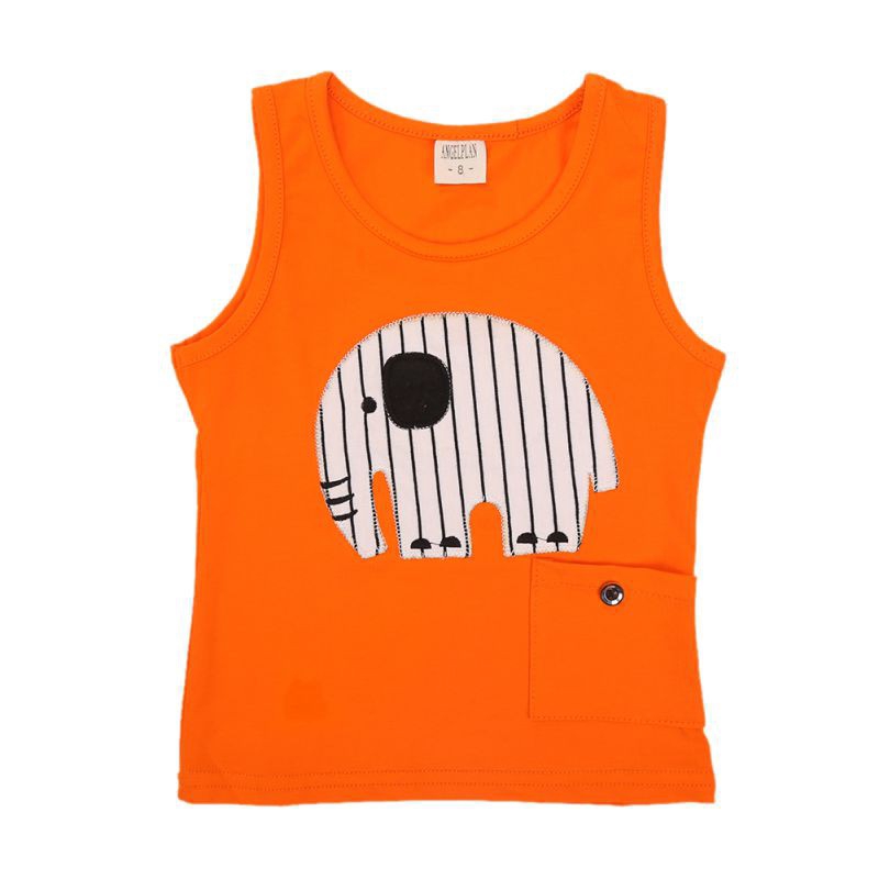 Bộ áo cotton sát nách + quần ngắn kẻ sọc cho bé trai ( 1-5 tuổi )