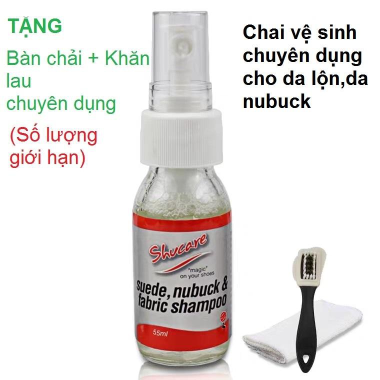 Chai vệ sinh SHUCARE3 dùng đồ da lộn - da nubuck - giầy vải - giầy thể thao TẶNG Bàn chải da lộn và khăn lau chuyên dụng