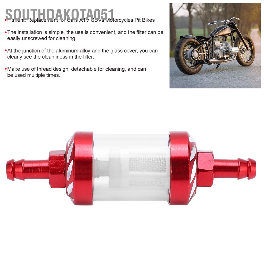 Southdakota051 Bộ lọc nhiên liệu thủy tinh Vỏ hợp kim nhôm Thay thế cho ô tô ATV SUV Xe máy đạp hầm hố