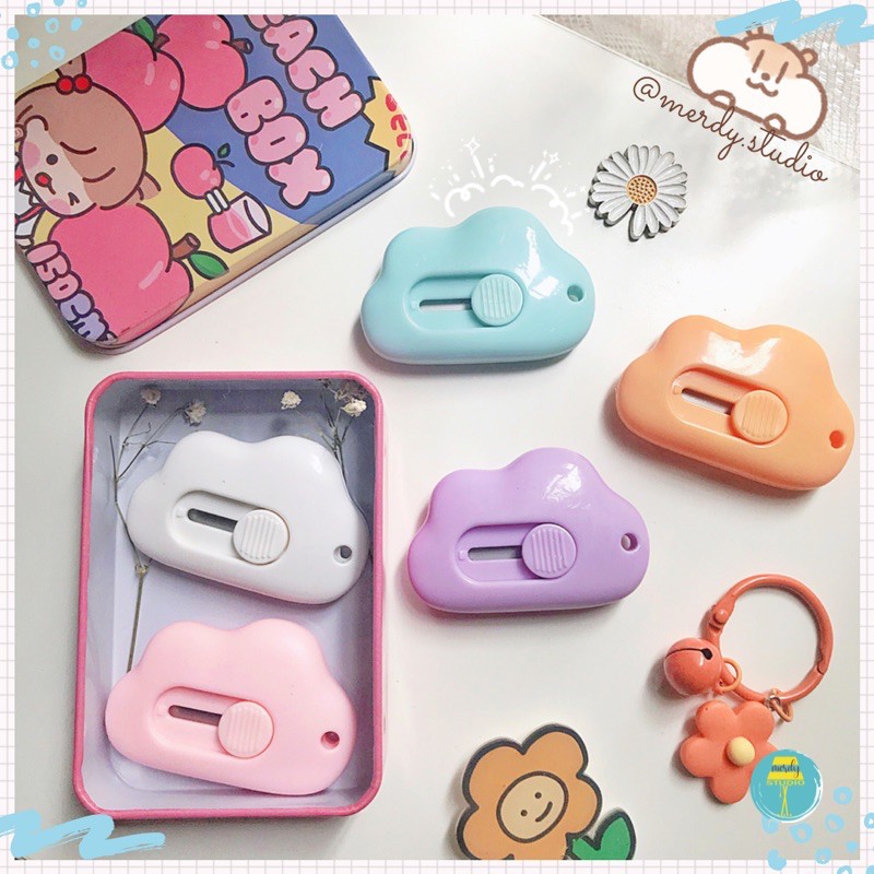 Dao rọc giấy mini hình đám mây có thể móc chìa khóa