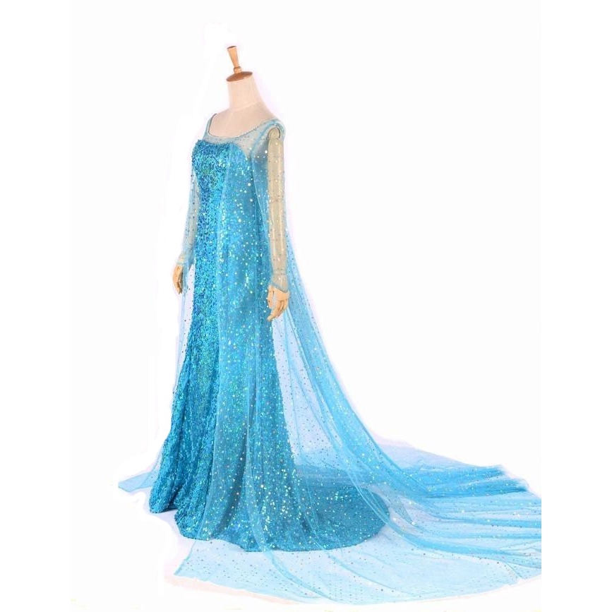 Đầm hóa trang nữ hoàng băng giá Elsa màu xanh phim Frozen thiết kế đẹp mắt