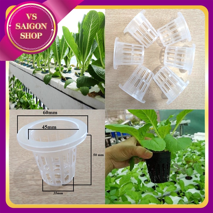 COMBO 10 CÁI: RỌ NHỰA TRỒNG RAU THỦY CANH - CỐC THỦY CANH