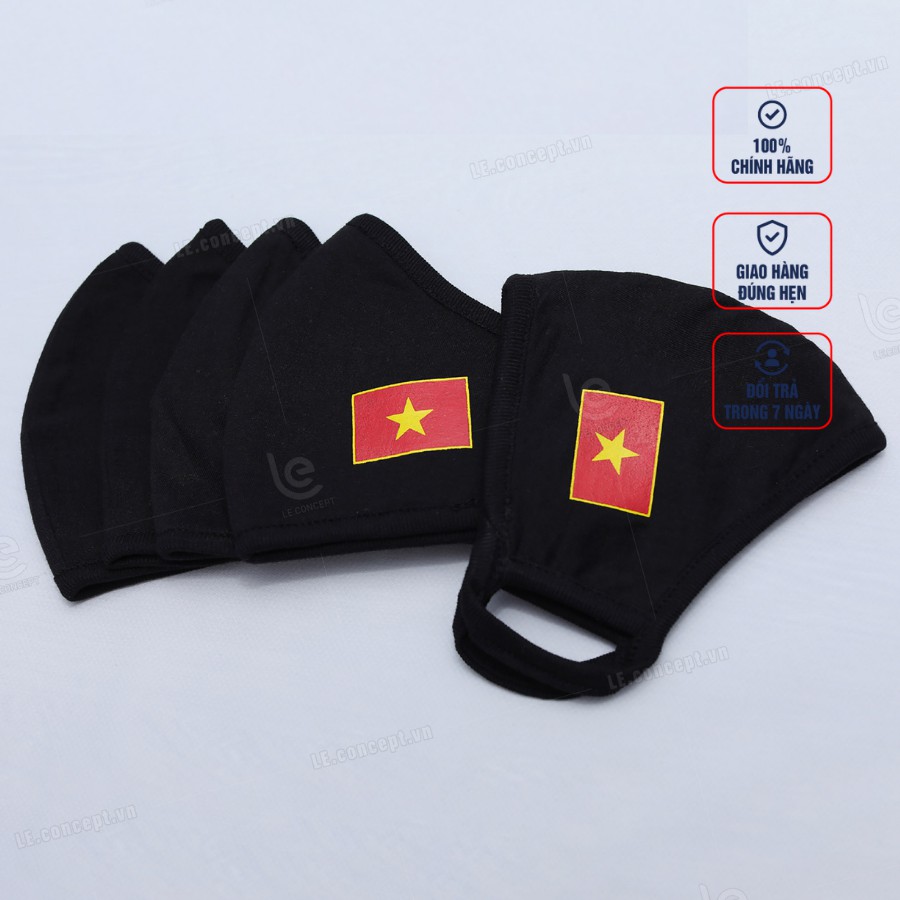 Khẩu trang vải đen kháng khuẩn In Cờ Đỏ Sao Vàng LE.CONCEPT | BigBuy360 - bigbuy360.vn