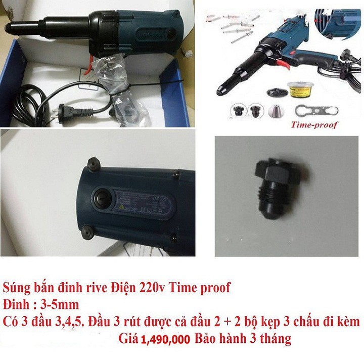 Súng bắn đinh rút rive điện 220V