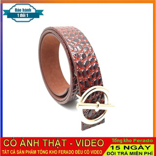 Thắt lưng nam mặt tròn vân cá sấu
