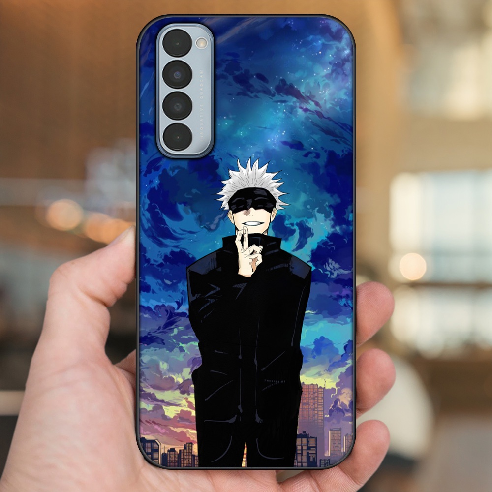 Ốp lưng Oppo Reno 4 Pro viền đen in hình Satoru Jujutsu Kaisen