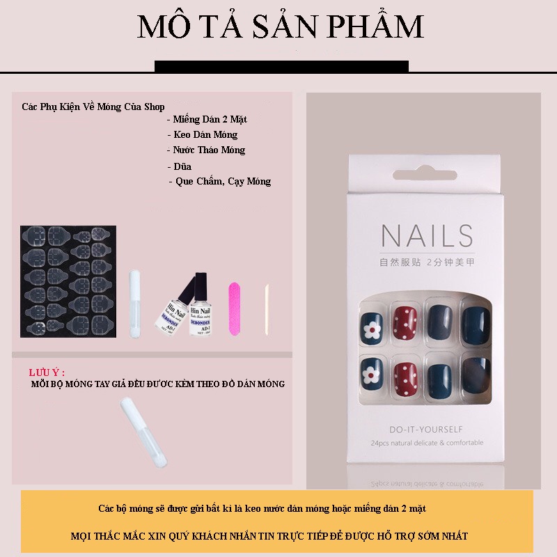 Móng tay giả kèm keo móng giả cá tính đính đá form dài Anabeauty