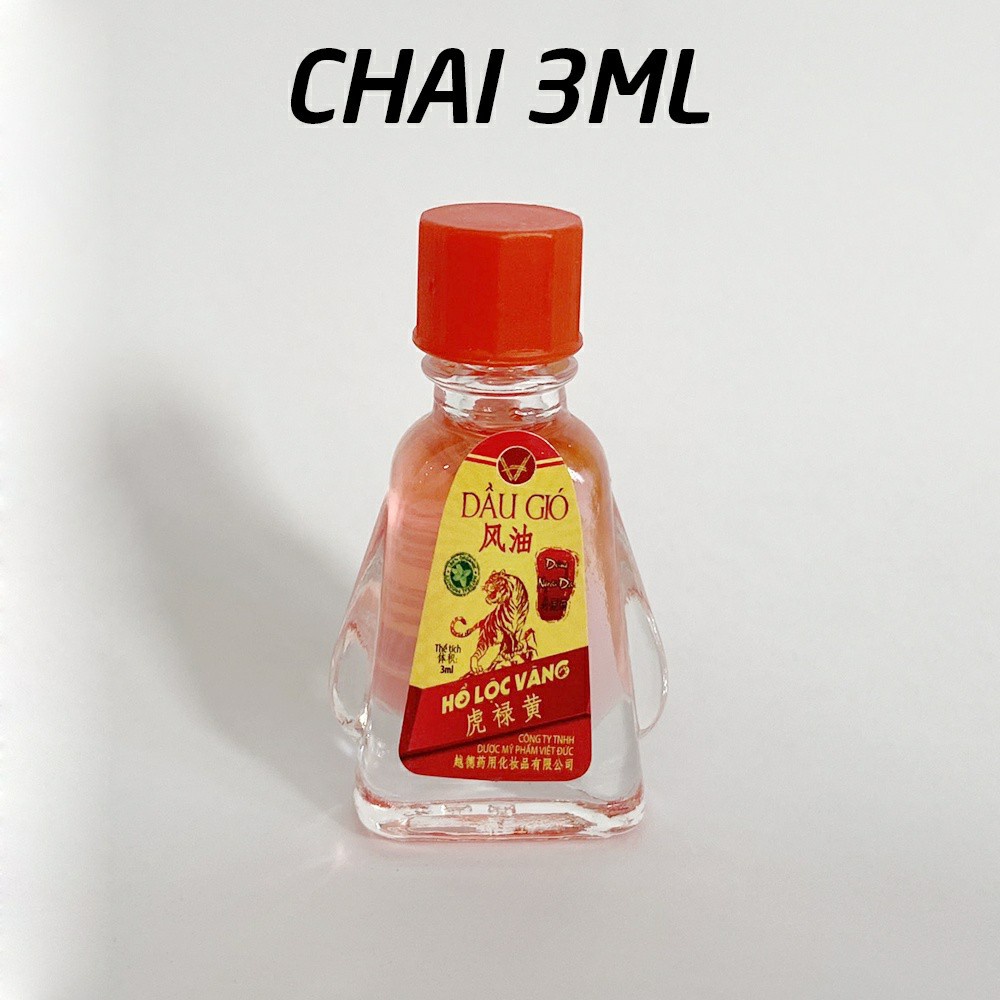 Dầu Gió Thảo Dược Hổ Lộc Vàng,Chai Màu Đỏ gồm 2 dung tích,Chai 7ml,Chai 3ml,[Chính Hãng],Giúp Giảm Ho,Cảm Sốt,Say Xe.