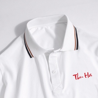 Áo polo cổ sọc thêu tên theo yêu cầu, áo đôi thêu theo tên