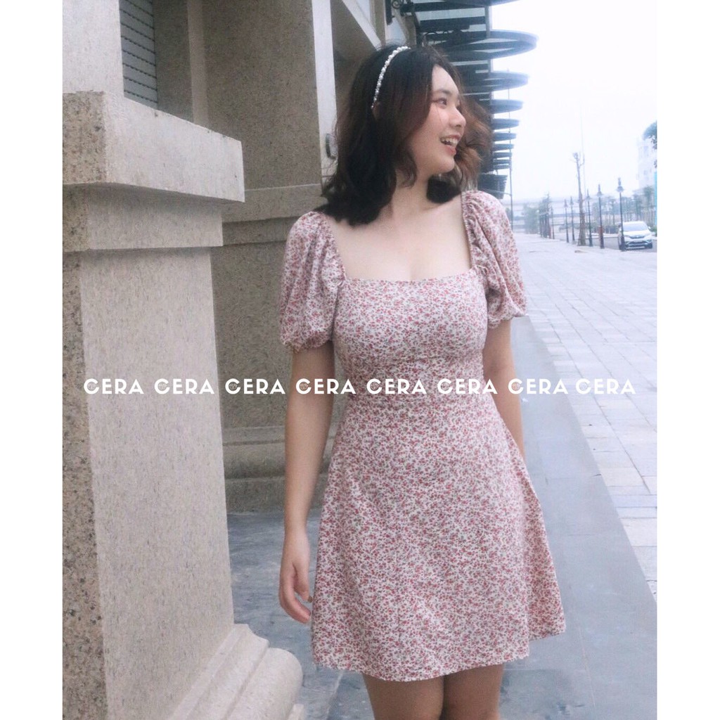 Váy hoa nhí vintage dáng xòe 🍓 Đầm hoa nhí chữ A tiểu thư ulzzang có dây buộc lưng 🍓 CERA FASHION | BigBuy360 - bigbuy360.vn