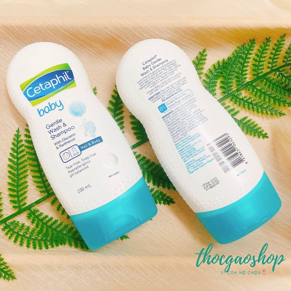 Sữa tắm gội toàn thân Cetaphil 230ml/400ml công thức không cay mắt nhẹ dịu với da nhạy cảm, an toàn cho bé sơ sinh