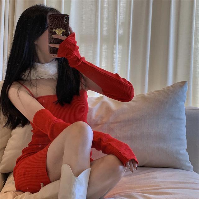 COZOK Đầm Dệt Kim Thời Trang Giáng Sinh Xinh Xắn Cho Nữ