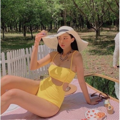 Bikini áo ống quần phối dây MÀU VÀNG sành điệu KONKUN MS60
