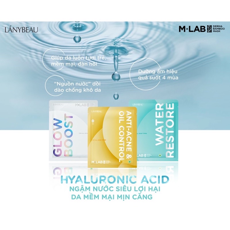 Mặt nạ cấp ẩm sâu siêu tốc, dưỡng ẩm LÁNYBEAU MLAB Derma Bamboo Water Restore hộp 7 miếng (28g/m) | BigBuy360 - bigbuy360.vn