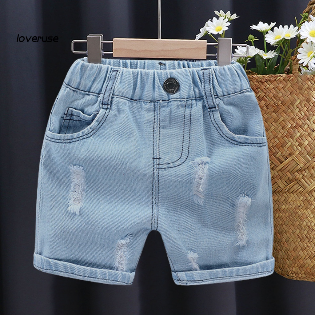 Quần Short Jean Rách Cá Tính Thời Trang Phong Cách Hàn Quốc Cho Bé Trai